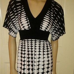 mymichelle knee length silk black and white dress